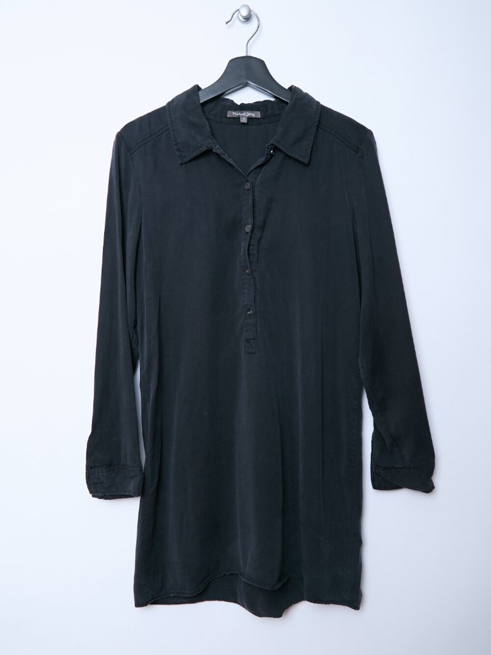 Michael Stars 1/2 Button Long Sleeve Collared Relaxed Shirt Dress Coastal Chic